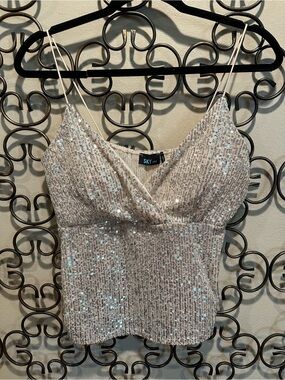 Sky Sequined Champagne Cami Top